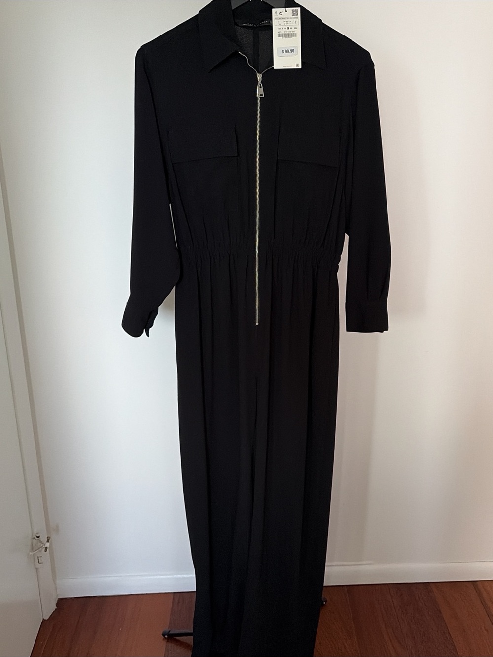 NWT Zara Woman long-sleeve zippered utility jumpsuit
